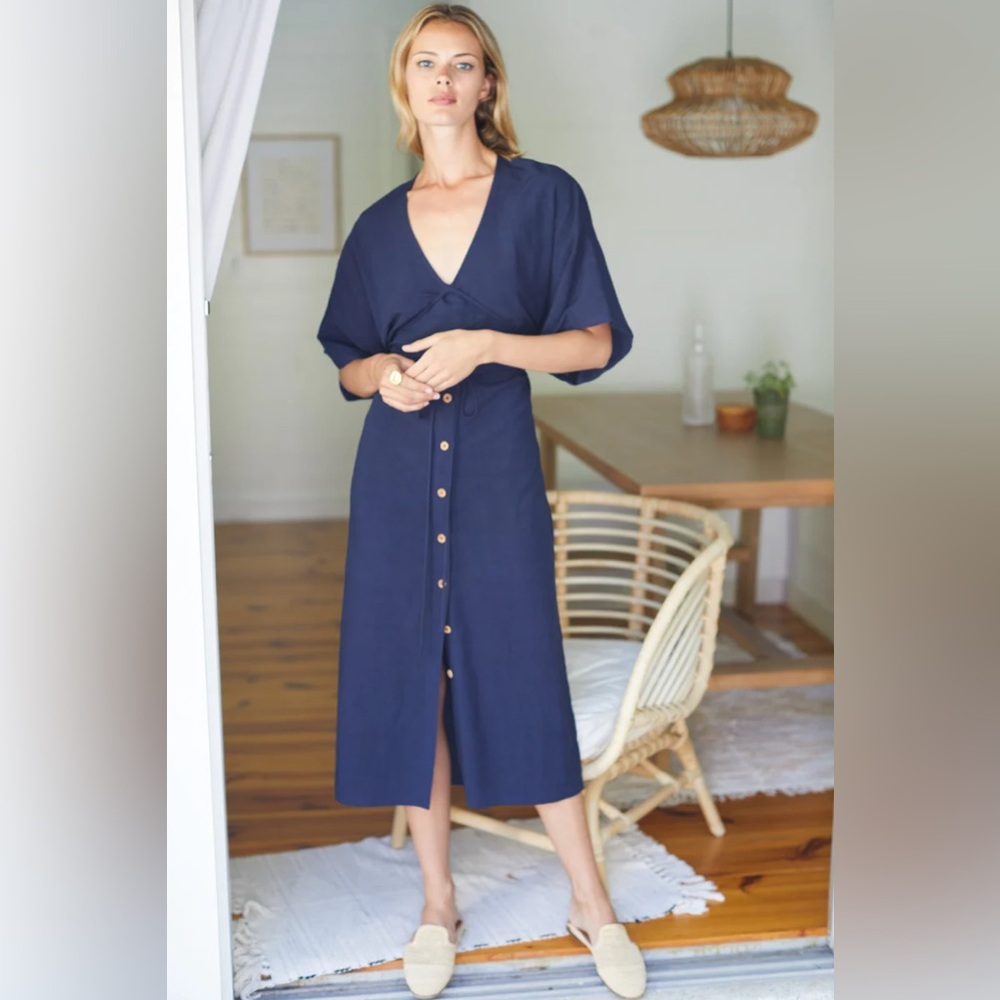 Emerson Fry Delphine Button Front Dress Navy